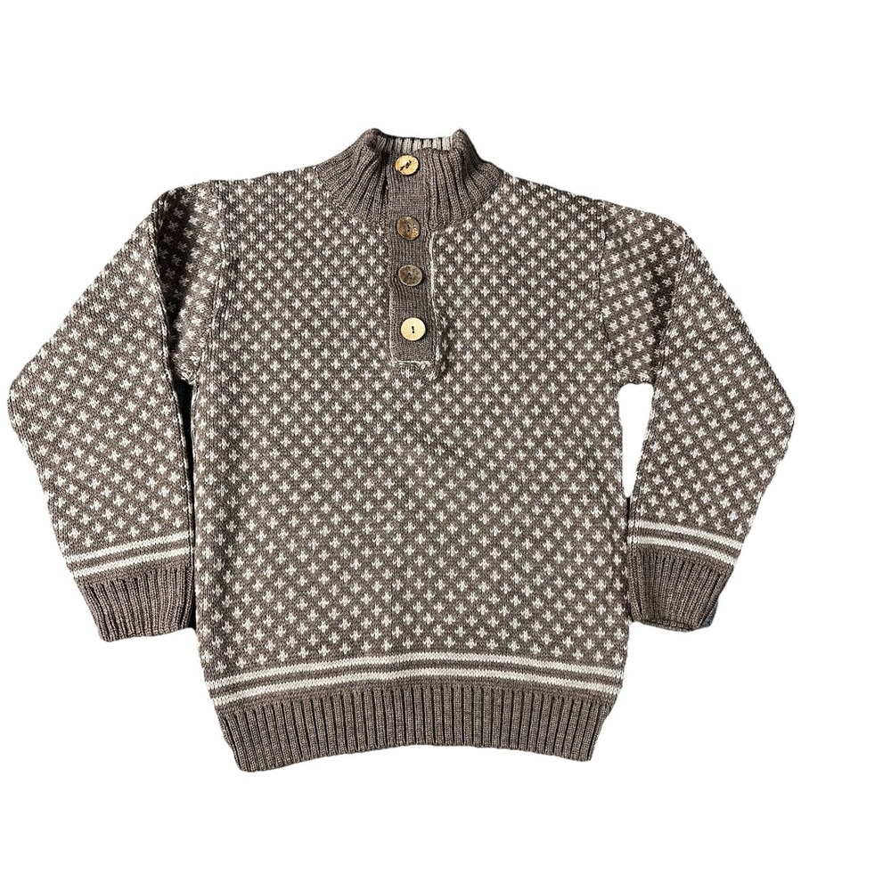 Peregrine Sweater Mens L  Wool Cable Knit Fisherman British Pullover Geometric